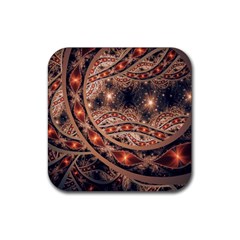 Fractal Patterns Abstract Dark Rubber Coaster (square)  by Vaneshart