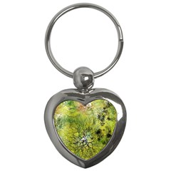 Abstract Spots Lines Green Key Chain (heart)