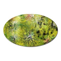 Abstract Spots Lines Green Oval Magnet by Vaneshart