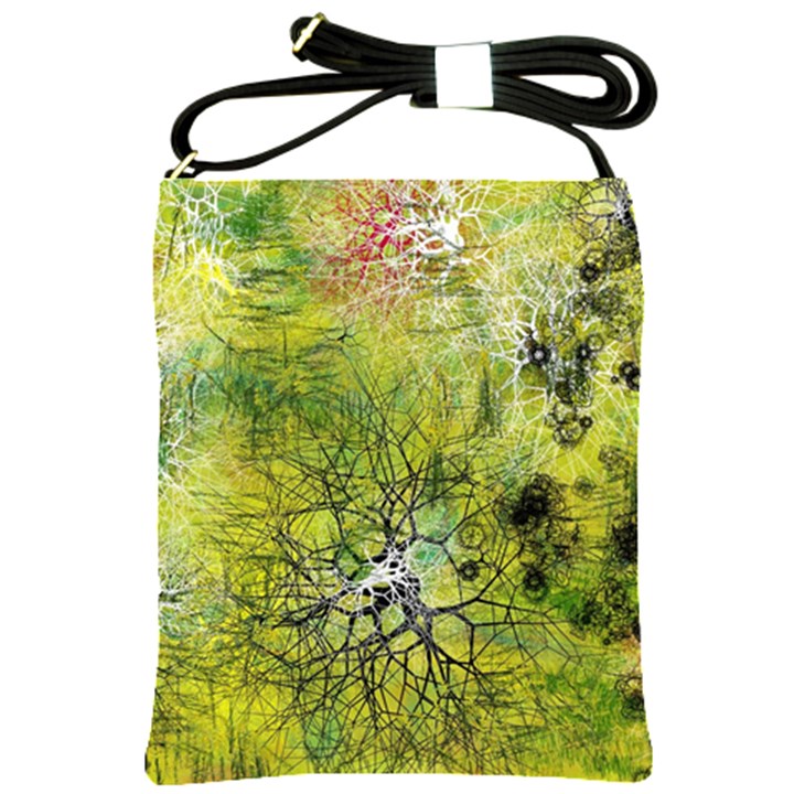 Abstract Spots Lines Green Shoulder Sling Bag