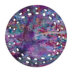 Stains Circles Watercolor Colorful Abstract Round Filigree Ornament (two Sides)