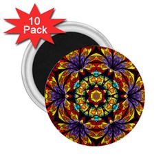 Geometric Pattern Kaleidoscope Art Mirror Image Mosaic 2 25  Magnets (10 Pack) 