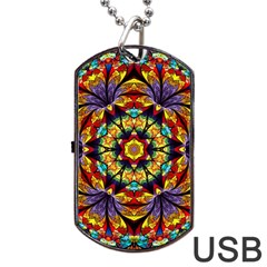 Geometric Pattern Kaleidoscope Art Mirror Image Mosaic Dog Tag Usb Flash (two Sides)