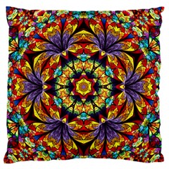 Geometric Pattern Kaleidoscope Art Mirror Image Mosaic Large Flano Cushion Case (two Sides)