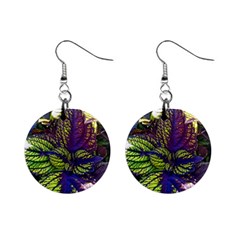 Dark Coleus Mini Button Earrings by Riverwoman