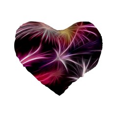 Fireworks Rocket Night Lights Flash Standard 16  Premium Flano Heart Shape Cushions by Bajindul