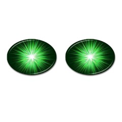 Green Blast Background Cufflinks (oval)