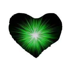 Green Blast Background Standard 16  Premium Heart Shape Cushions by Mariart