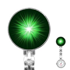 Green Blast Background Stainless Steel Nurses Watch by Mariart