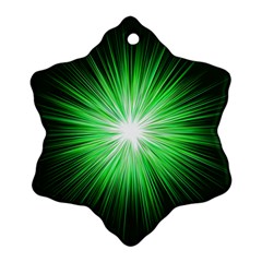 Green Blast Background Snowflake Ornament (two Sides)