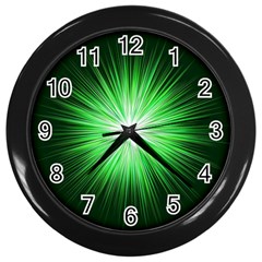 Green Blast Background Wall Clock (black)