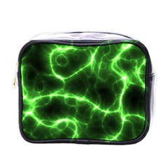 Lightning Electricity Pattern Green Mini Toiletries Bag (one Side)