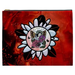 Wonderful Fairy With Butterflies And Roses Cosmetic Bag (xxxl) by FantasyWorld7