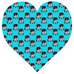 Forest Girl Bight Baby Blue Patttern Wooden Puzzle Heart by snowwhitegirl