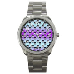 Forest Girl Bight Baby Blue Patttern Ombre Sport Metal Watch