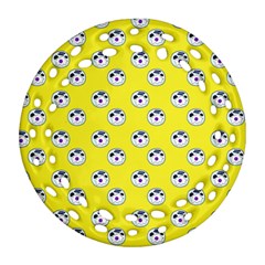 English Breakfast Yellow Pattern Ornament (round Filigree) by snowwhitegirl