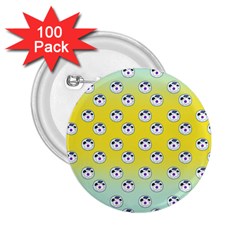 English Breakfast Yellow Pattern Mint Ombre 2 25  Buttons (100 Pack)  by snowwhitegirl