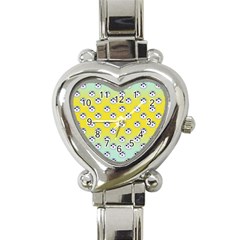 English Breakfast Yellow Pattern Mint Ombre Heart Italian Charm Watch