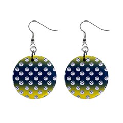 English Breakfast Yellow Pattern Blue Ombre Mini Button Earrings by snowwhitegirl