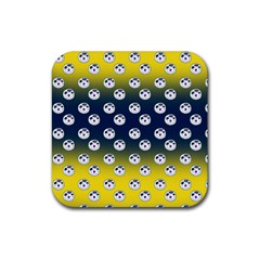 English Breakfast Yellow Pattern Blue Ombre Rubber Coaster (square)  by snowwhitegirl