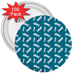 Fish Teal Blue Pattern 3  Buttons (100 Pack)  by snowwhitegirl