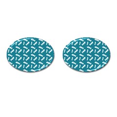 Fish Teal Blue Pattern Cufflinks (oval)