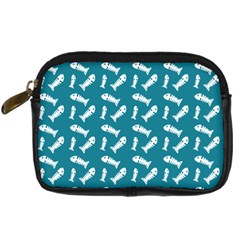 Fish Teal Blue Pattern Digital Camera Leather Case by snowwhitegirl