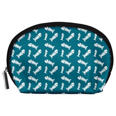 Fish Teal Blue Pattern Accessory Pouch (large) by snowwhitegirl