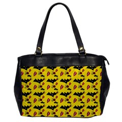 Bat Rose Lips Yellow Pattern Oversize Office Handbag