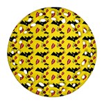 Bat Rose Lips Yellow Pattern Ornament (Round Filigree) Front