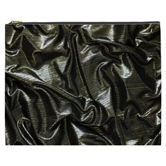 Metallic Silver Satin Cosmetic Bag (xxxl) by retrotoomoderndesigns