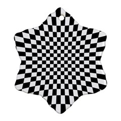 Illusion Checkerboard Black And White Pattern Snowflake Ornament (two Sides)