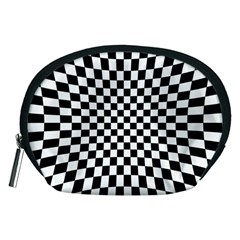 Illusion Checkerboard Black And White Pattern Accessory Pouch (medium)