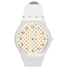 Polka Dots Dot Spots Round Plastic Sport Watch (m)