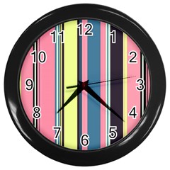 Stripes Colorful Wallpaper Seamless Wall Clock (Black)