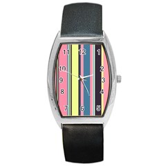 Stripes Colorful Wallpaper Seamless Barrel Style Metal Watch