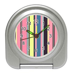 Stripes Colorful Wallpaper Seamless Travel Alarm Clock