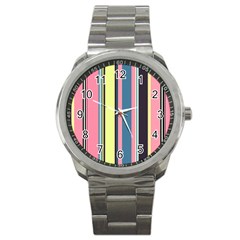 Stripes Colorful Wallpaper Seamless Sport Metal Watch
