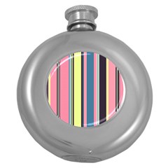 Stripes Colorful Wallpaper Seamless Round Hip Flask (5 Oz) by Vaneshart