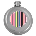 Stripes Colorful Wallpaper Seamless Round Hip Flask (5 oz) Front