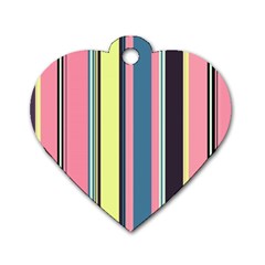 Stripes Colorful Wallpaper Seamless Dog Tag Heart (One Side)