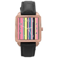 Stripes Colorful Wallpaper Seamless Rose Gold Leather Watch 