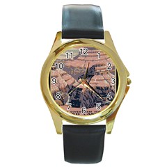 Vintage Travel Poster Grand Canyon Round Gold Metal Watch