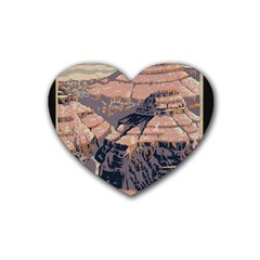 Vintage Travel Poster Grand Canyon Heart Coaster (4 pack) 