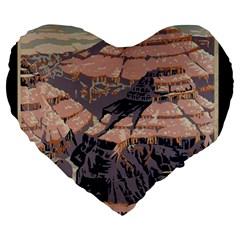 Vintage Travel Poster Grand Canyon Large 19  Premium Flano Heart Shape Cushions