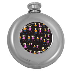 Seamless Tile Background Round Hip Flask (5 Oz) by Vaneshart