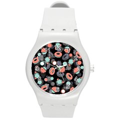 Seamless Sweets Background Round Plastic Sport Watch (m)