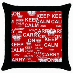 Keep Calm And Carry On Throw Pillow Case (black) by Vaneshart