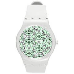 Background Texture Dots Pattern Round Plastic Sport Watch (m)