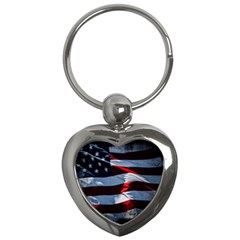 Grunge American Flag Key Chain (heart)